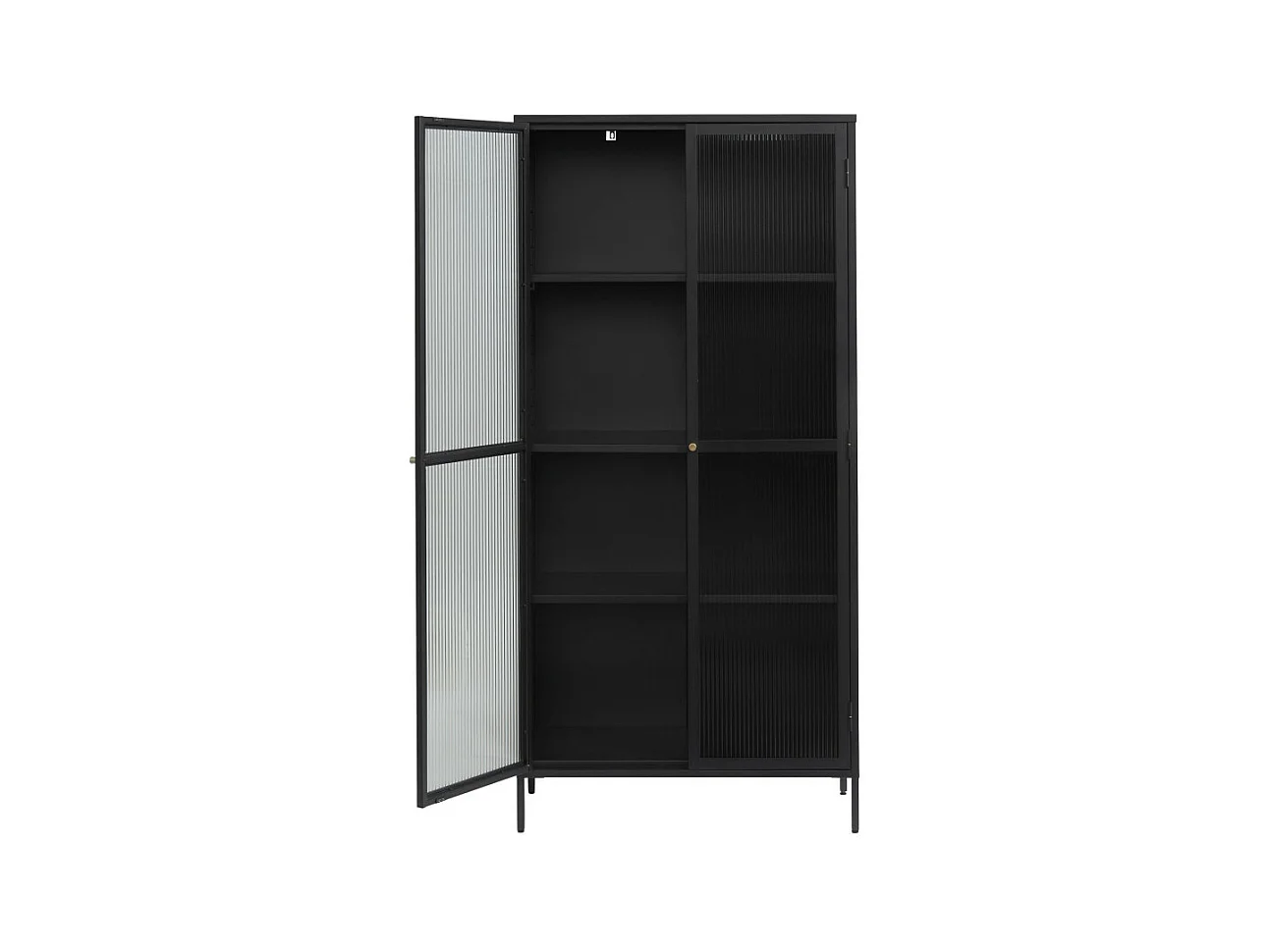 Bjorn - Vaisselier 2 portes en verre stié et métal H190cm - Noir