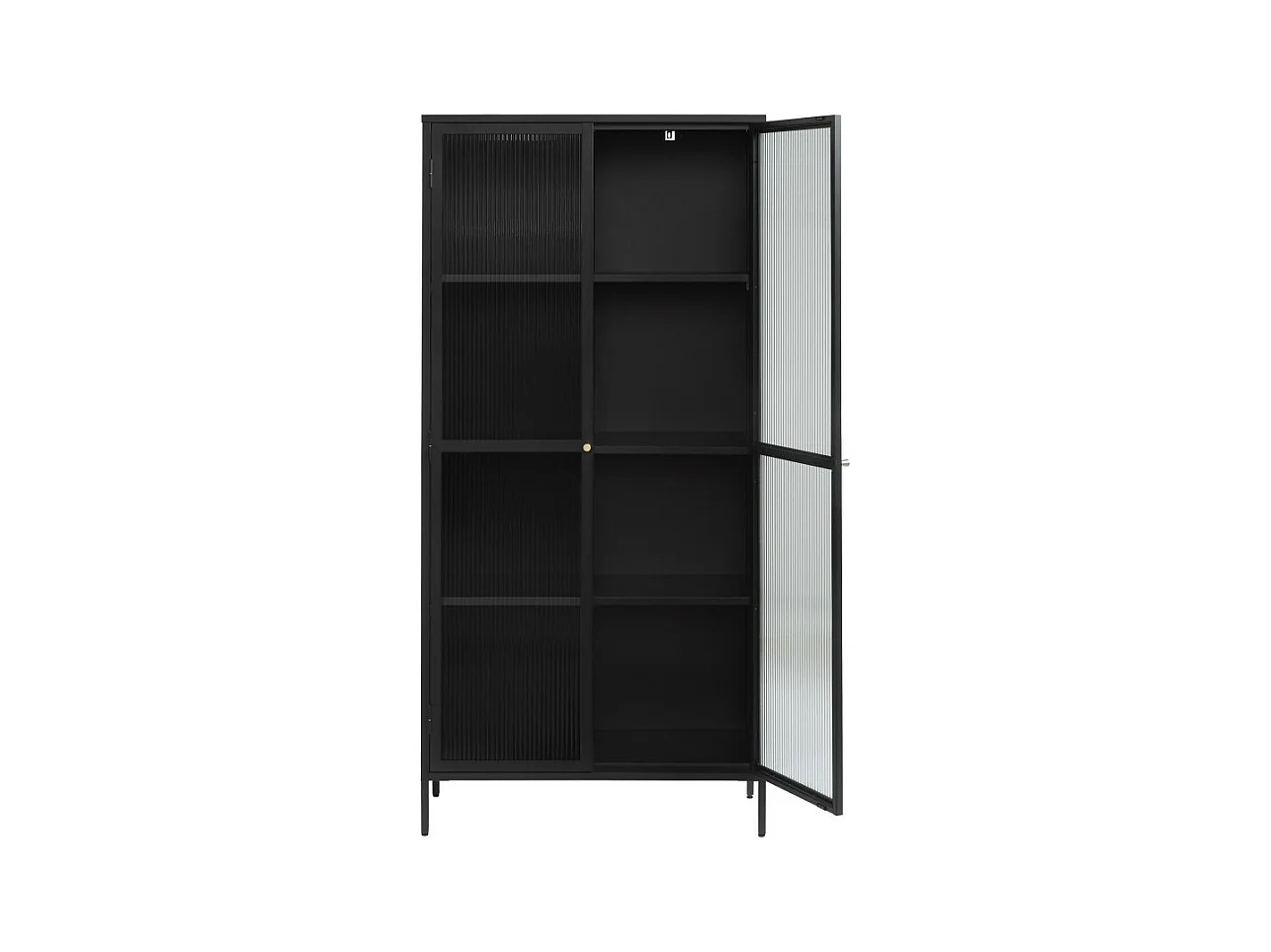 Bjorn - Vaisselier 2 portes en verre stié et métal H190cm - Noir