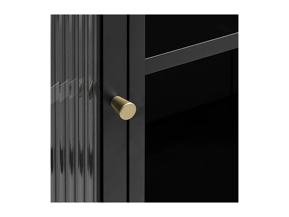 Bjorn - Vaisselier 2 portes en verre stié et métal H190cm - Noir