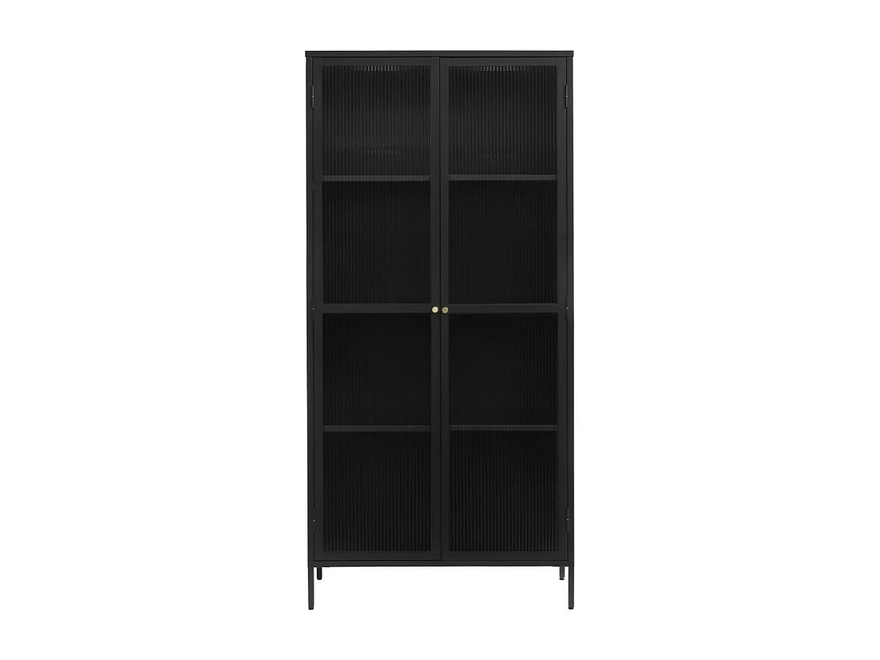 Bjorn - Vaisselier 2 portes en verre stié et métal H190cm - Noir