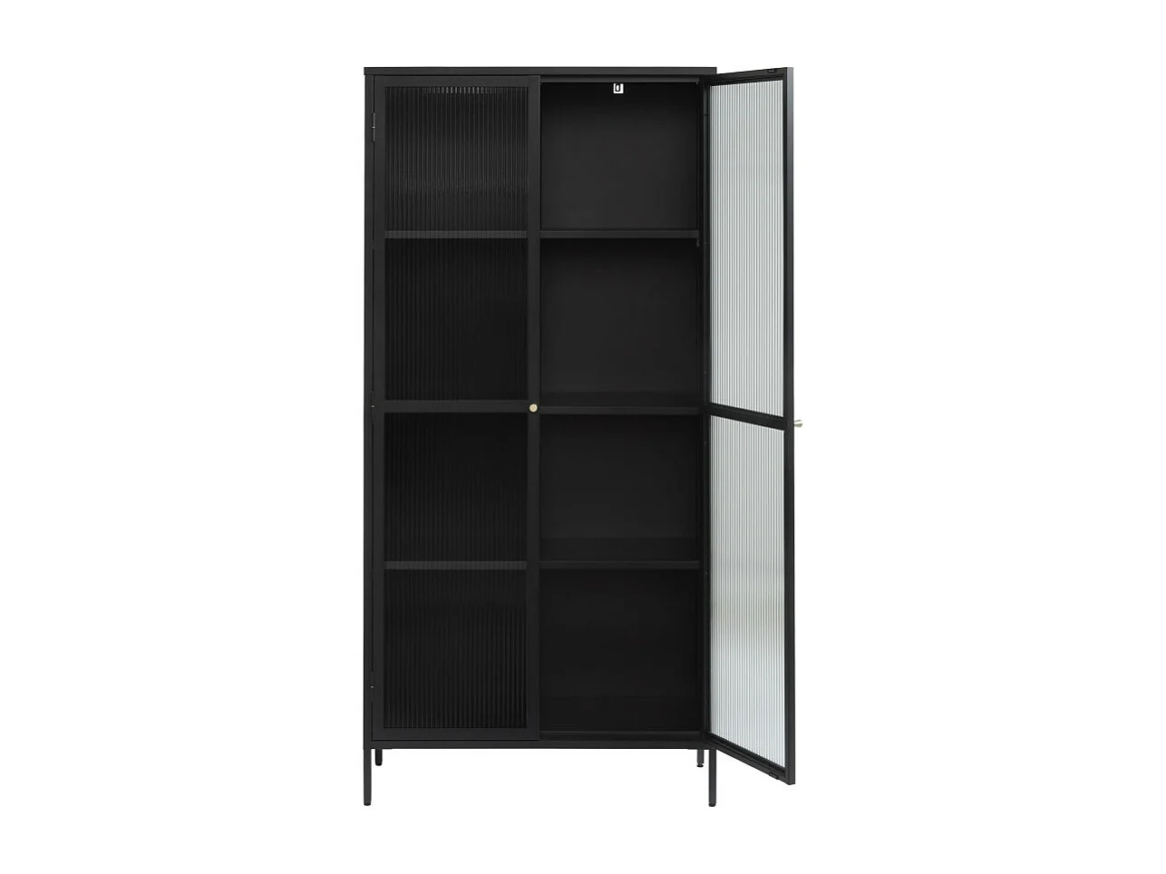 Bjorn - Vaisselier 2 portes en verre stié et métal H190cm - Noir