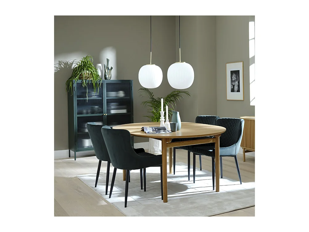 Bjorn - Vaisselier 2 portes en verre strié et métal H140cm - Vert foncé