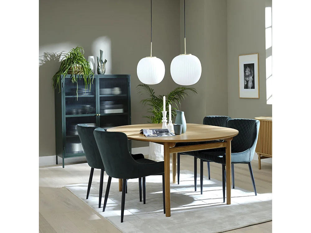 Bjorn - Vaisselier 2 portes en verre strié et métal H140cm - Vert foncé