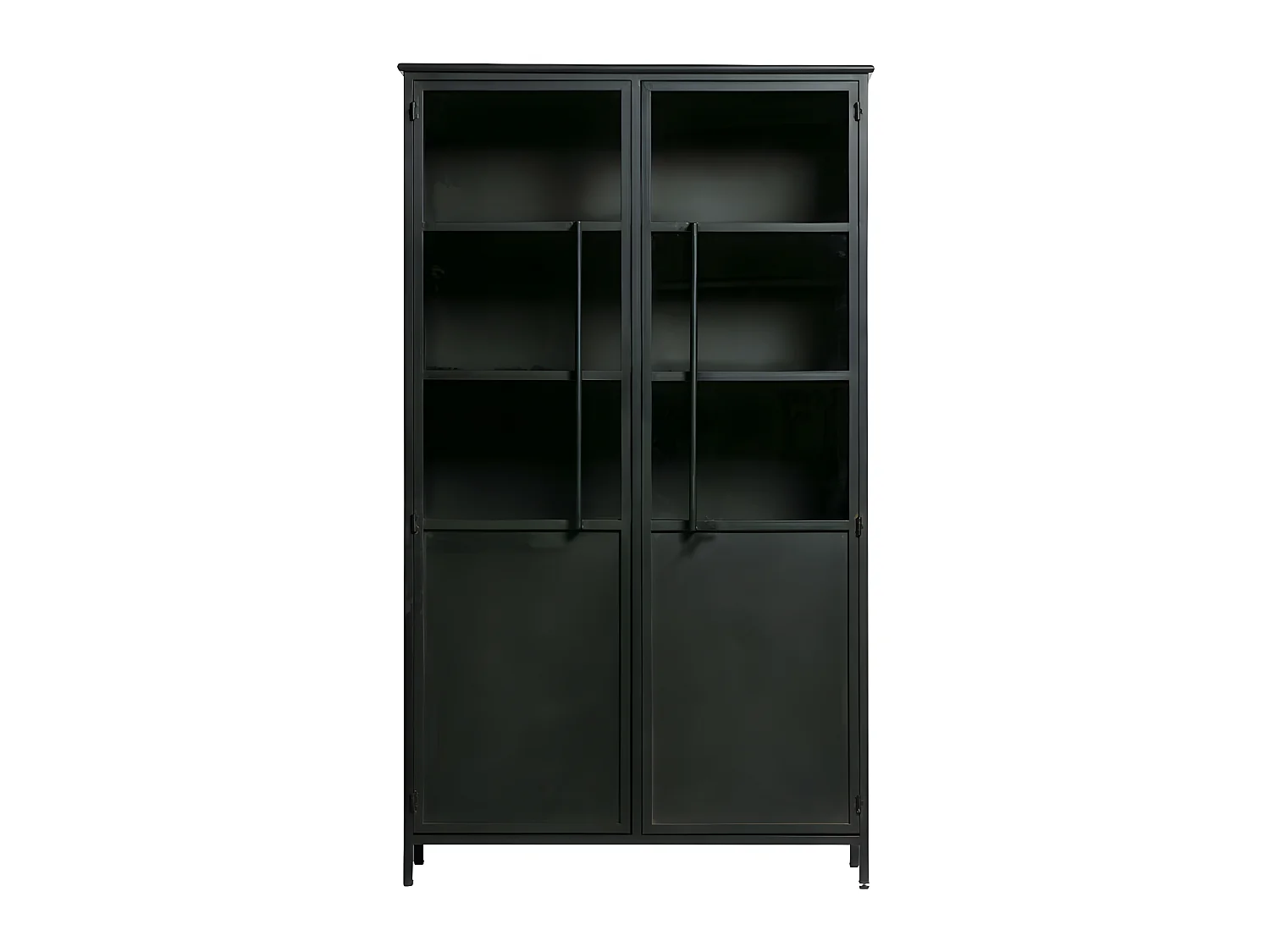 Exhibición de metal y vidrio