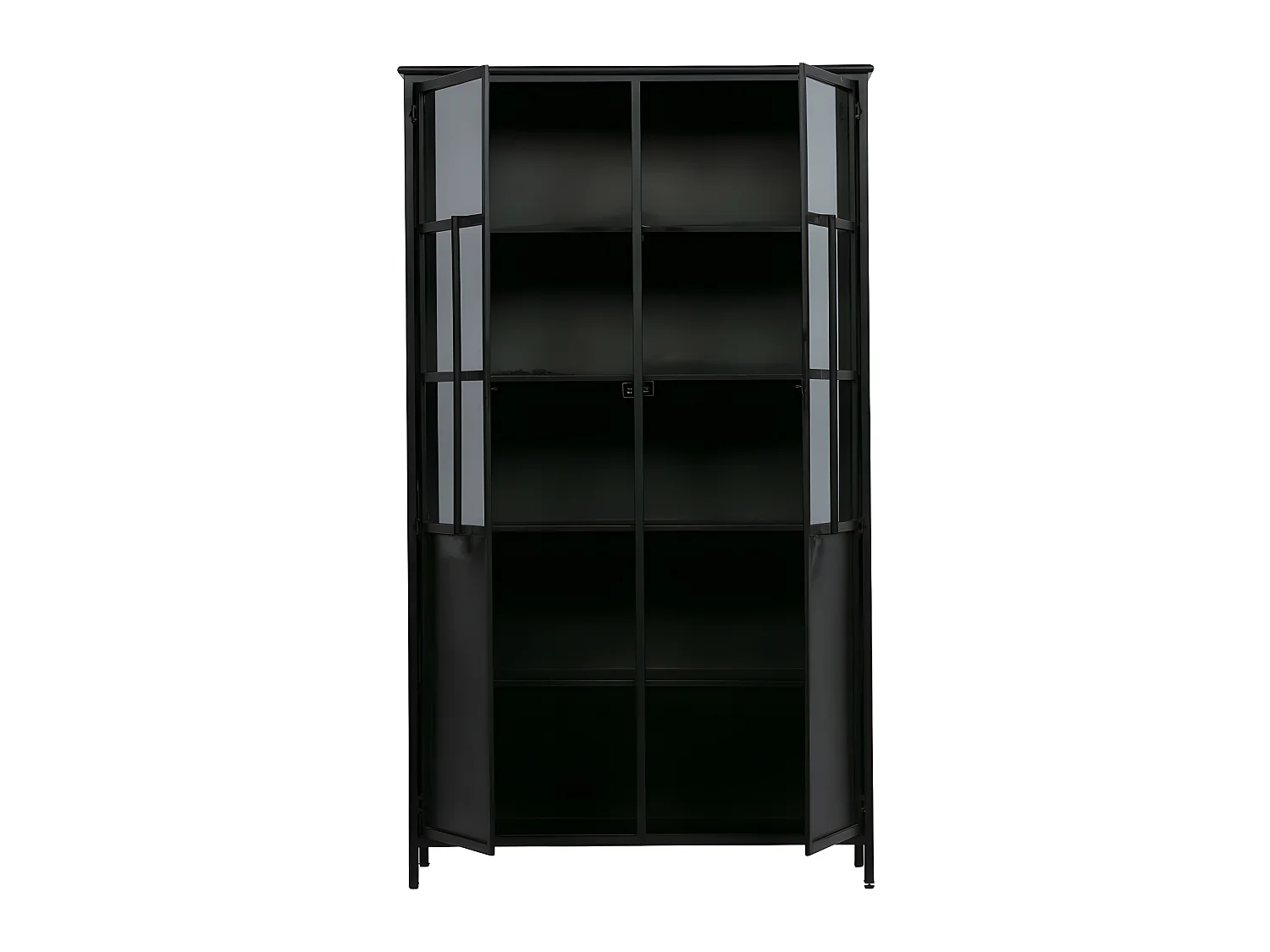 Exhibición de metal y vidrio