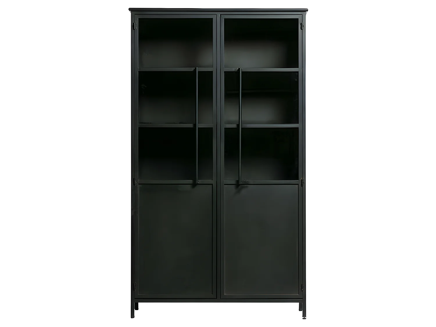 Exhibición de metal y vidrio