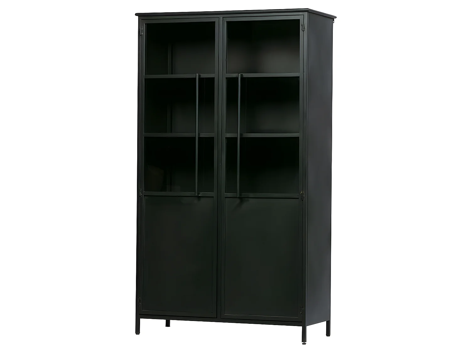 Exhibición de metal y vidrio