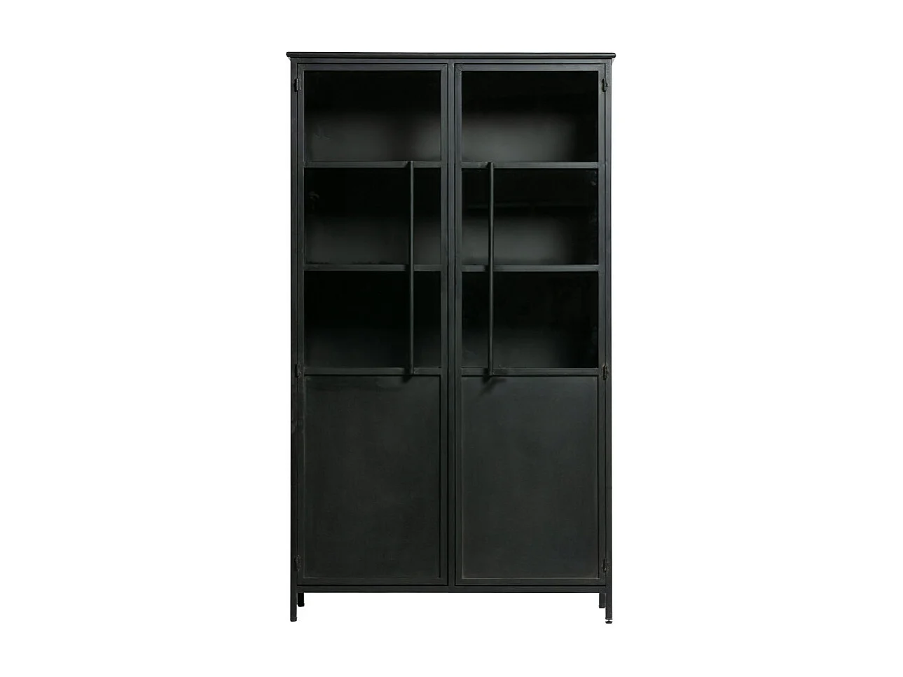 Exhibición de metal y vidrio