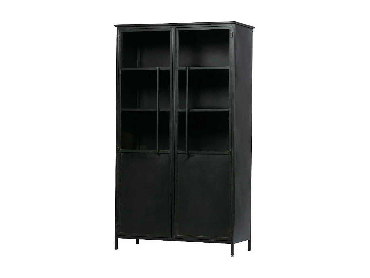 Exhibición de metal y vidrio