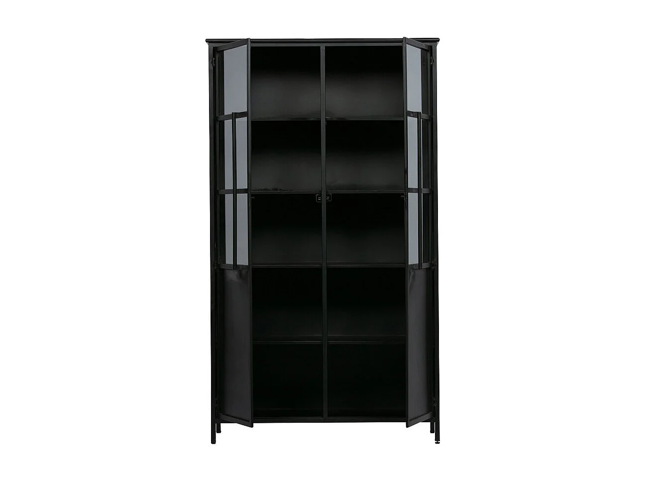 Exhibición de metal y vidrio