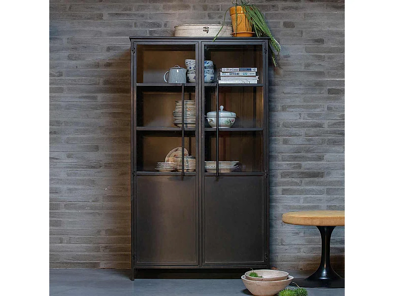 Exhibit - Vitrine 2 portes en métal H170cm - Noir