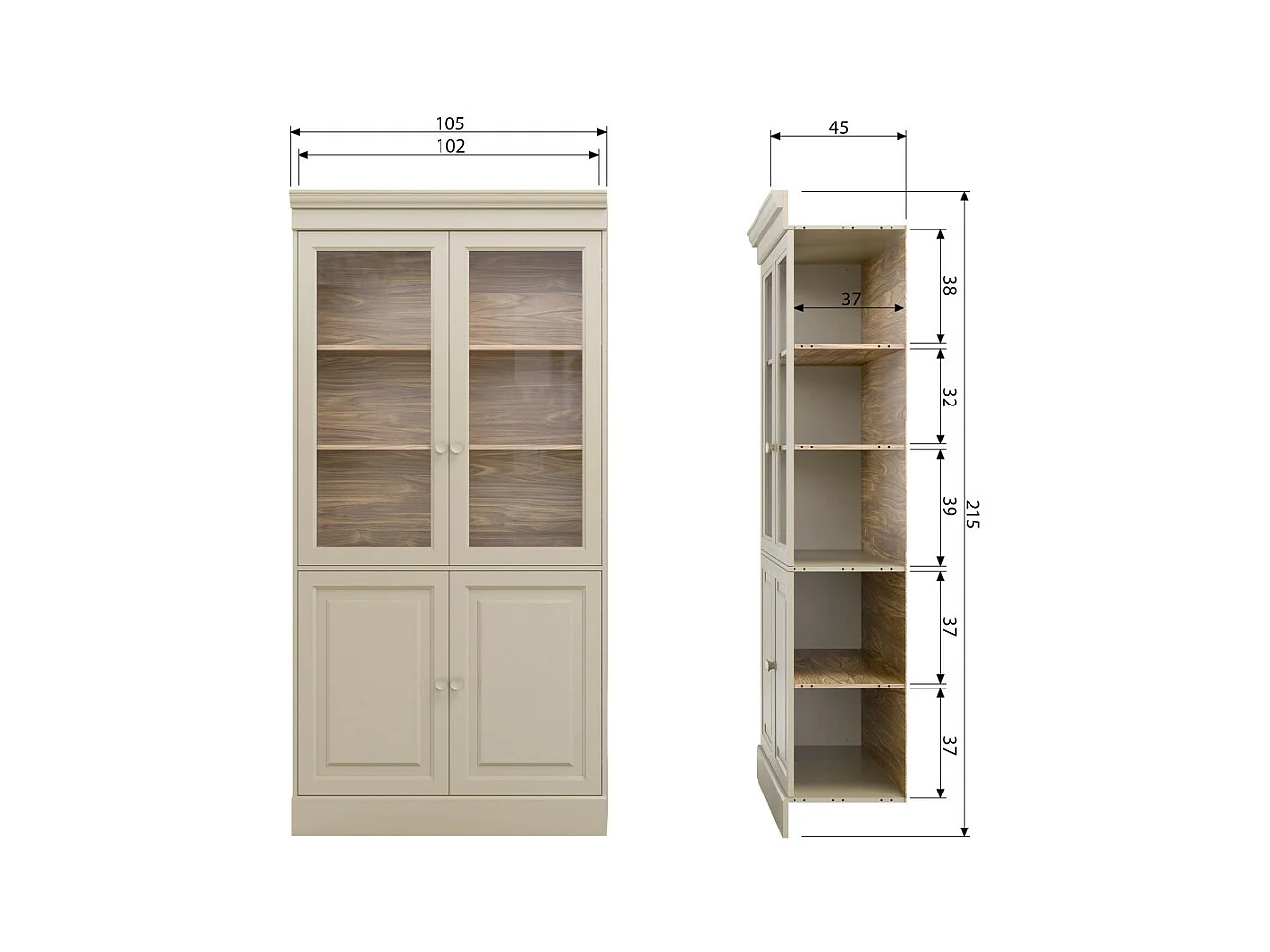 Chow  - Vaisselier 4 portes en bois - Beige