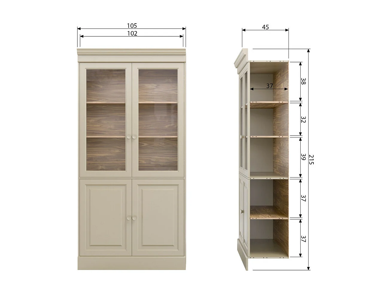 Chow  - Vaisselier 4 portes en bois - Beige