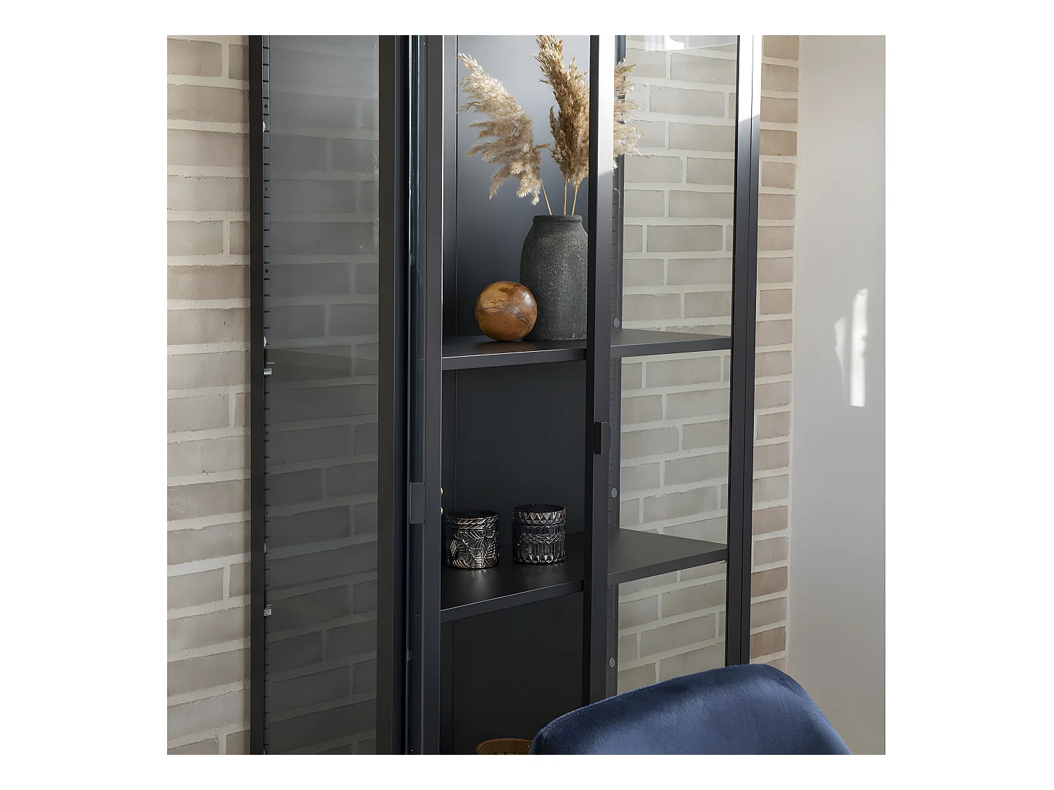 Brisbane - Vaisselier en verre et métal H175cm - Noir