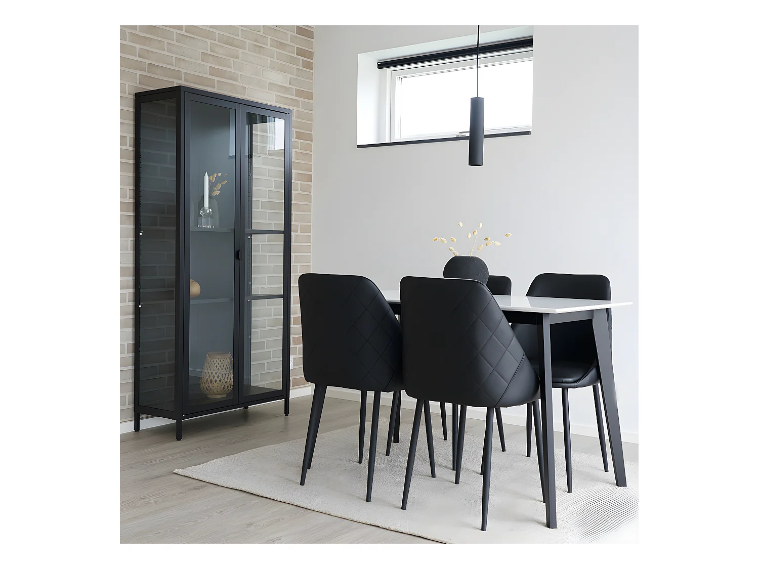 Brisbane - Vaisselier en verre et métal H175cm - Noir