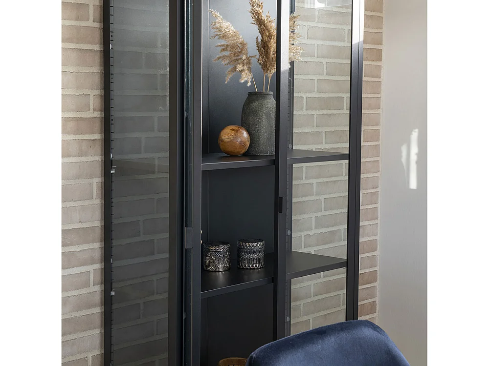Brisbane vitrinekast hoogte 175 cm, zwart.