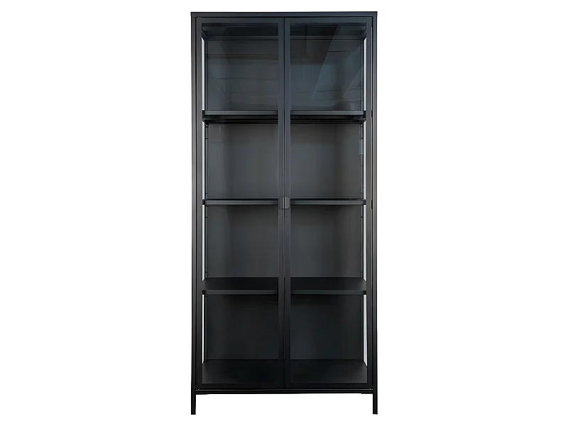 Brisbane - Vaisselier en verre et métal H175cm - Noir