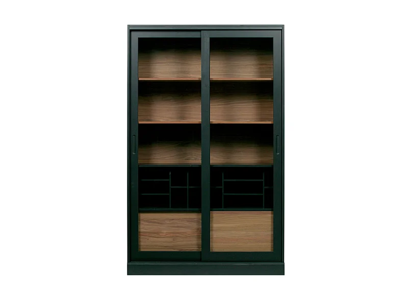 James - Vitrine 2 portes en bois H200cm - Noir