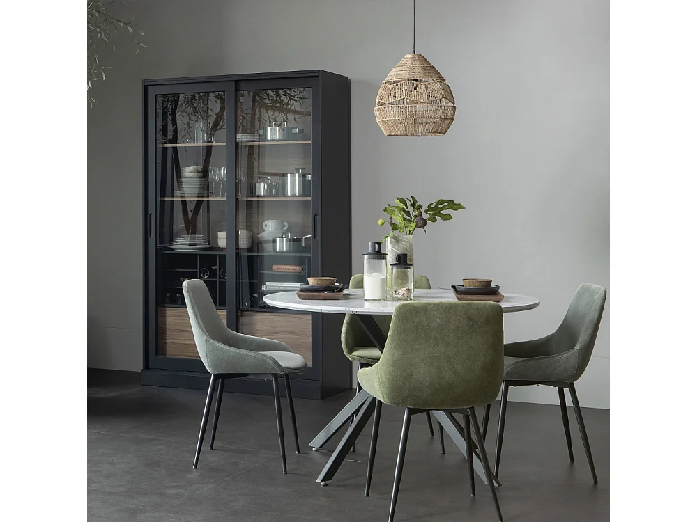 James - Vitrine 2 portes en bois H200cm - Noir