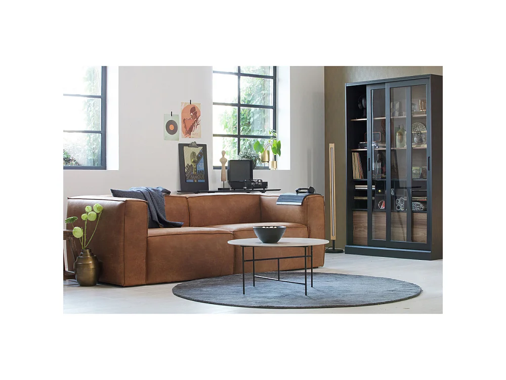 James - Vitrine 2 portes en bois H200cm - Noir