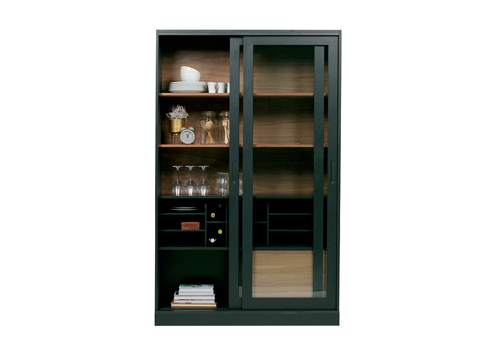 James - Vitrine 2 portes en bois H200cm - Noir