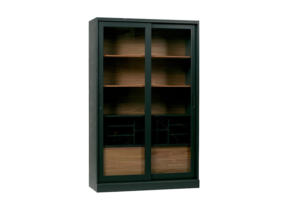 James - Vitrine 2 portes en bois H200cm - Noir