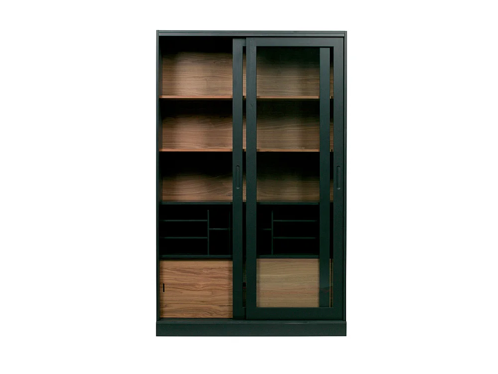 James - Vitrine 2 portes en bois H200cm - Noir