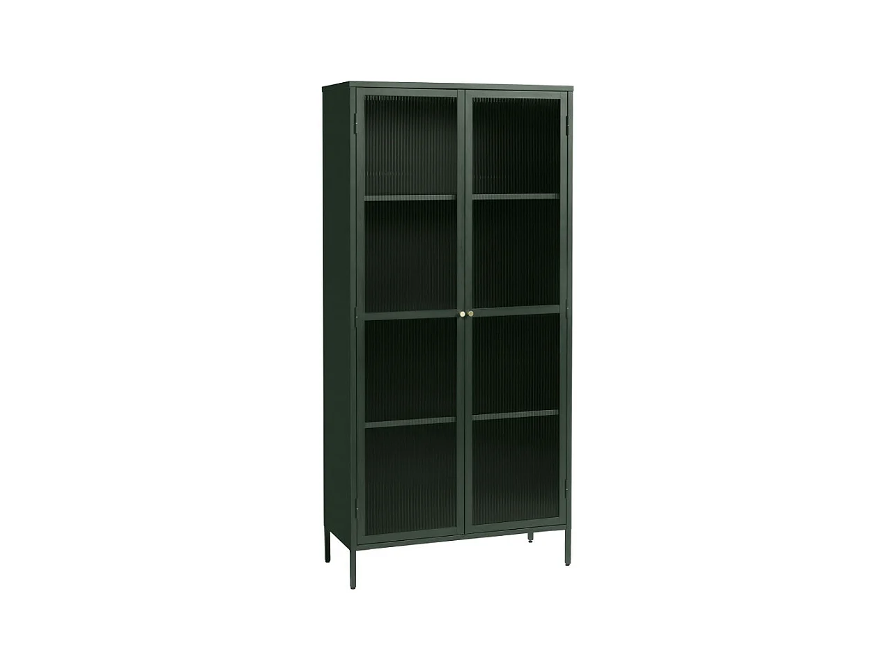 Bjorn - Vaisselier 2 portes en verre stié et métal H190cm - Vert foncé