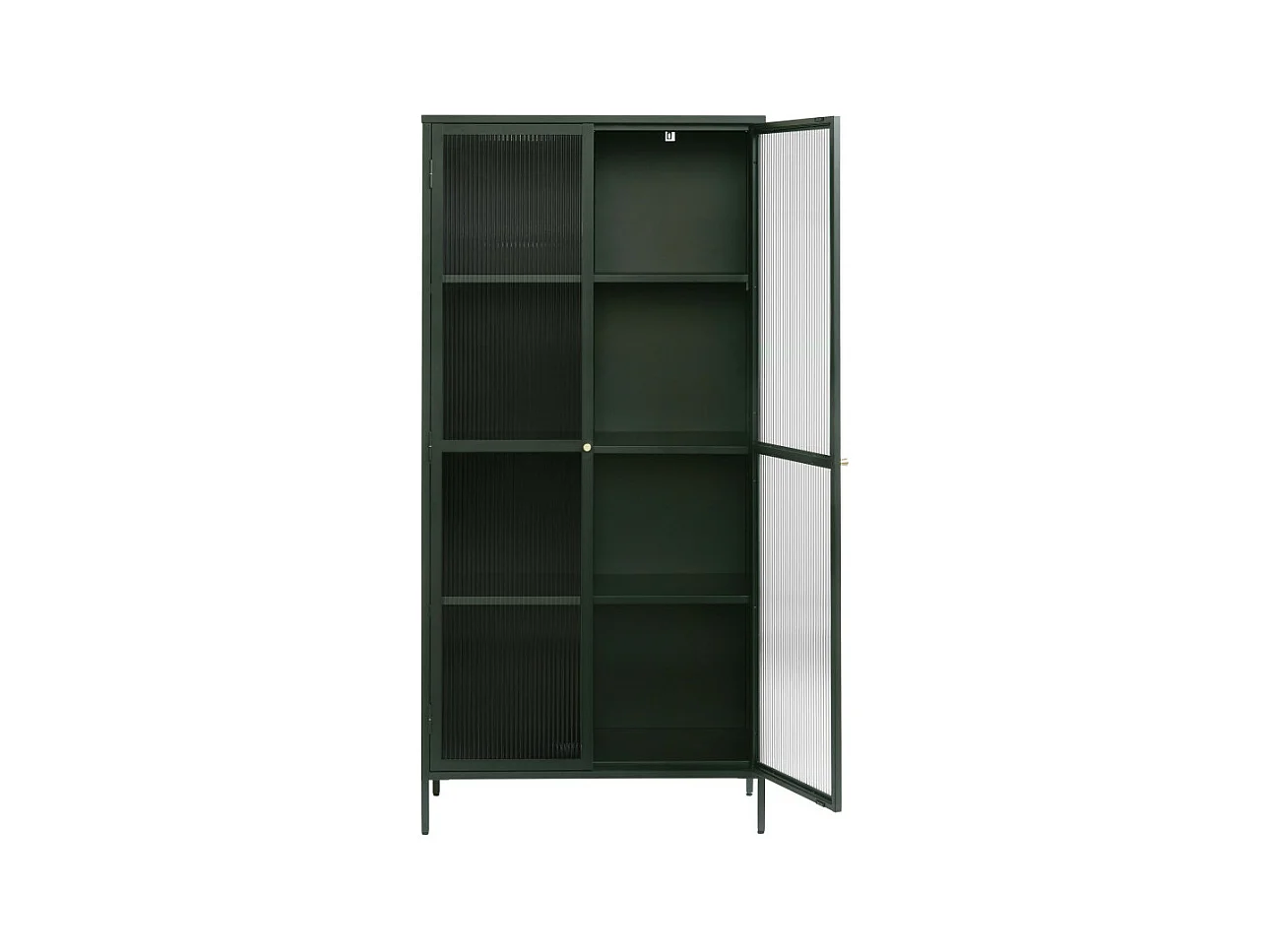 Bjorn - Vaisselier 2 portes en verre stié et métal H190cm - Vert foncé