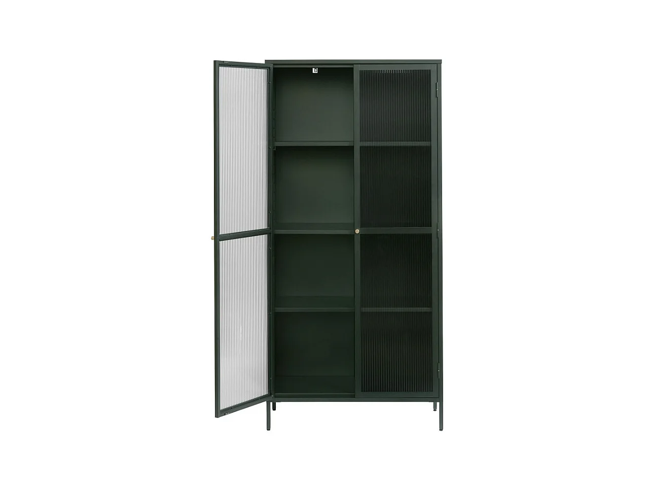 Bjorn - Vaisselier 2 portes en verre stié et métal H190cm - Vert foncé