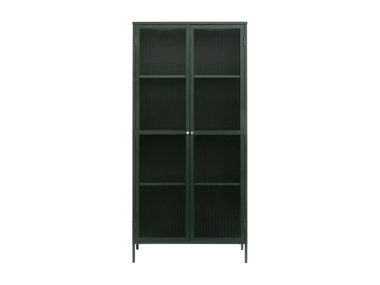 Bjorn - Vaisselier 2 portes en verre stié et métal H190cm - Vert foncé