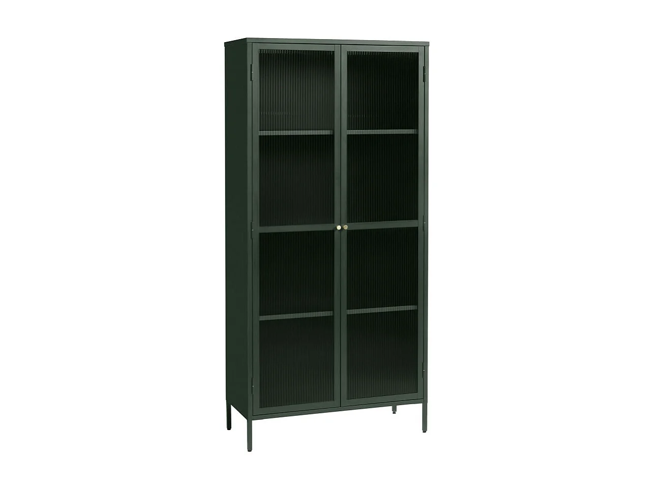 Bjorn - Vaisselier 2 portes en verre stié et métal H190cm - Vert foncé