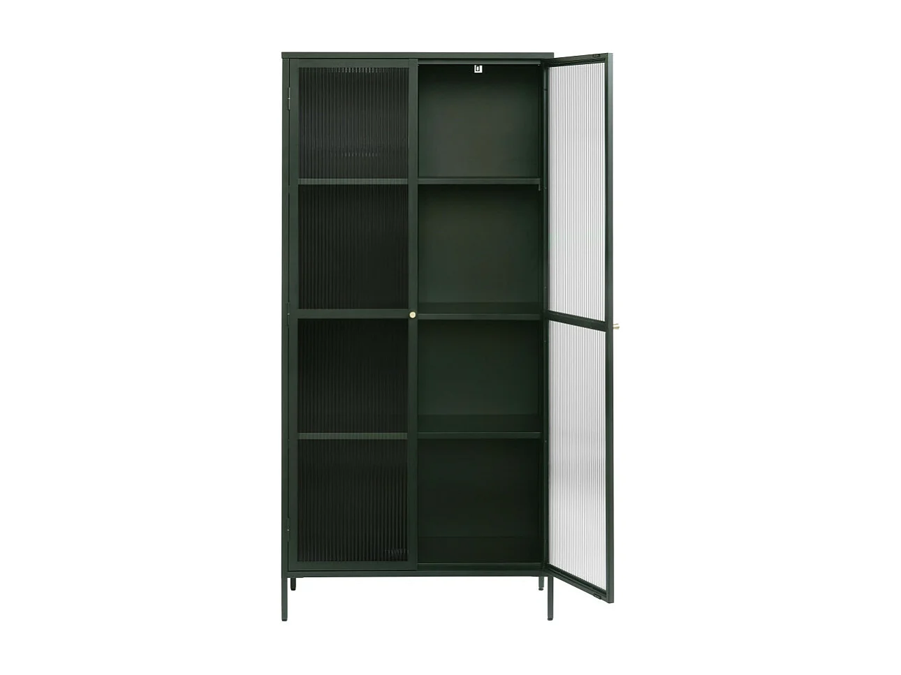 Bjorn - Vaisselier 2 portes en verre stié et métal H190cm - Vert foncé