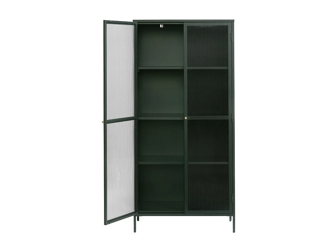 Bjorn - Vaisselier 2 portes en verre stié et métal H190cm - Vert foncé