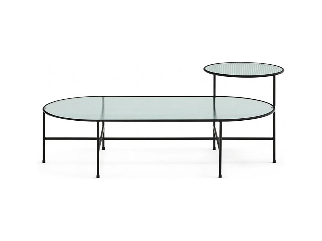 Nix - Table basse en verre strié et métal - Couleur - Noir