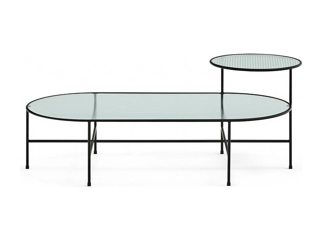 Nix - Table basse en verre strié et métal - Couleur - Noir