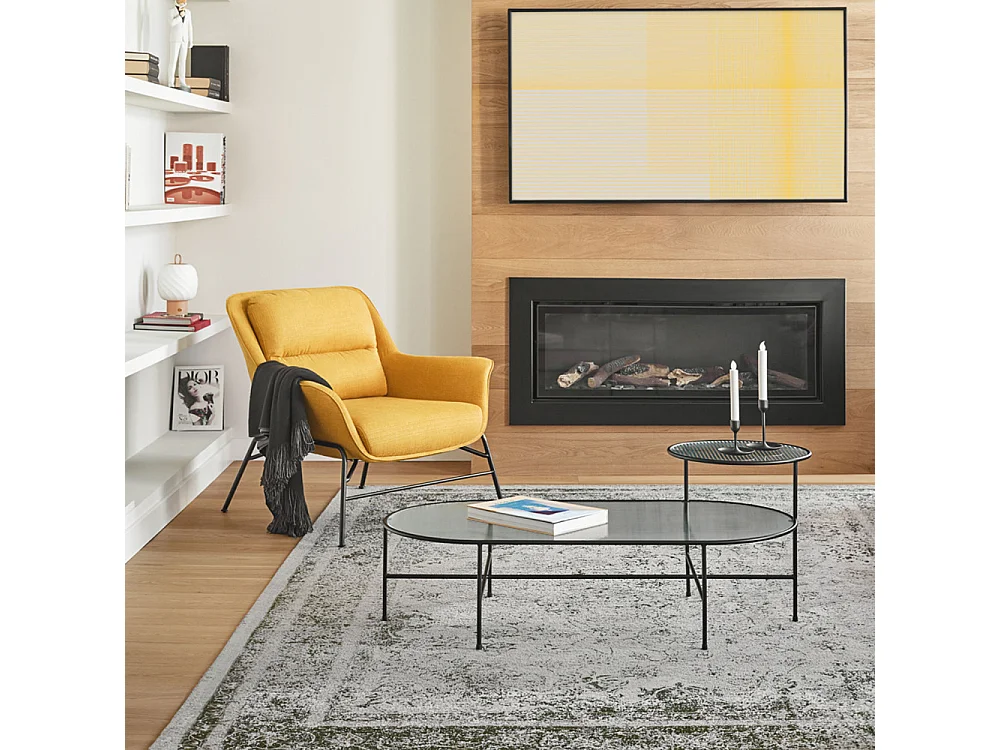 Nix - Table basse en verre strié et métal - Couleur - Noir