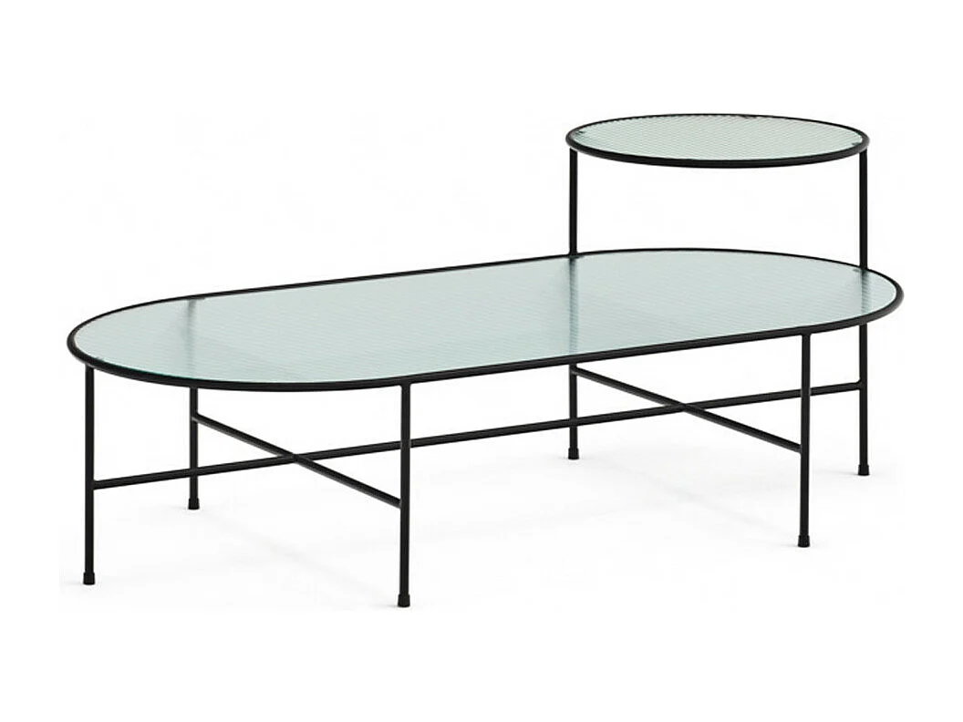 Nix - Table basse en verre strié et métal - Couleur - Noir