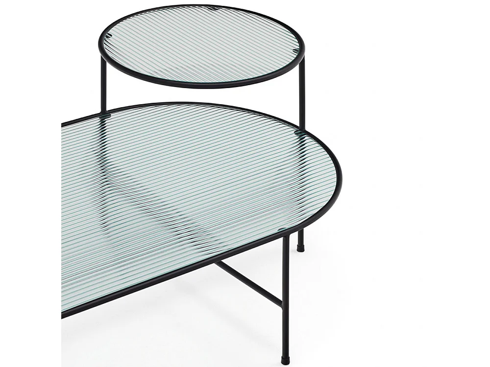 Nix - Table basse en verre strié et métal - Couleur - Noir