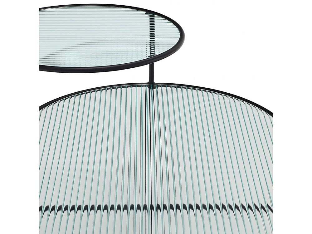 Nix - Table basse en verre strié et métal - Couleur - Noir