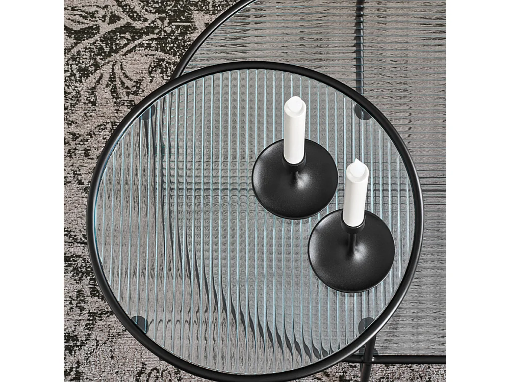 Nix - Table basse en verre strié et métal - Couleur - Noir