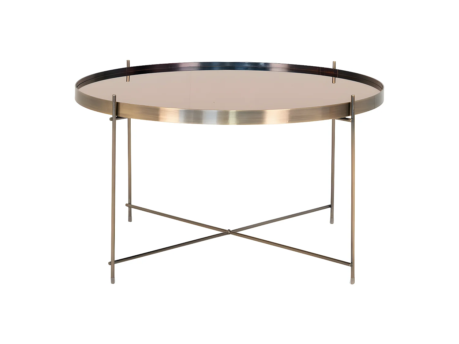 Venezia - Table basse en verre et métal ø70xh40cm - Laiton