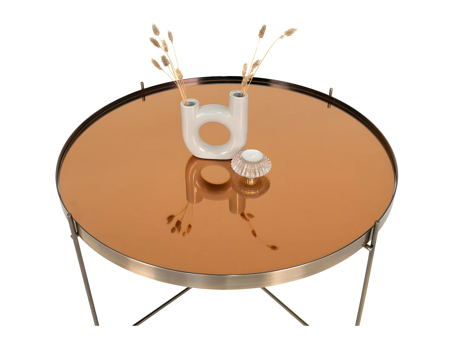 Venezia - Table basse en verre et métal ø70xh40cm - Laiton