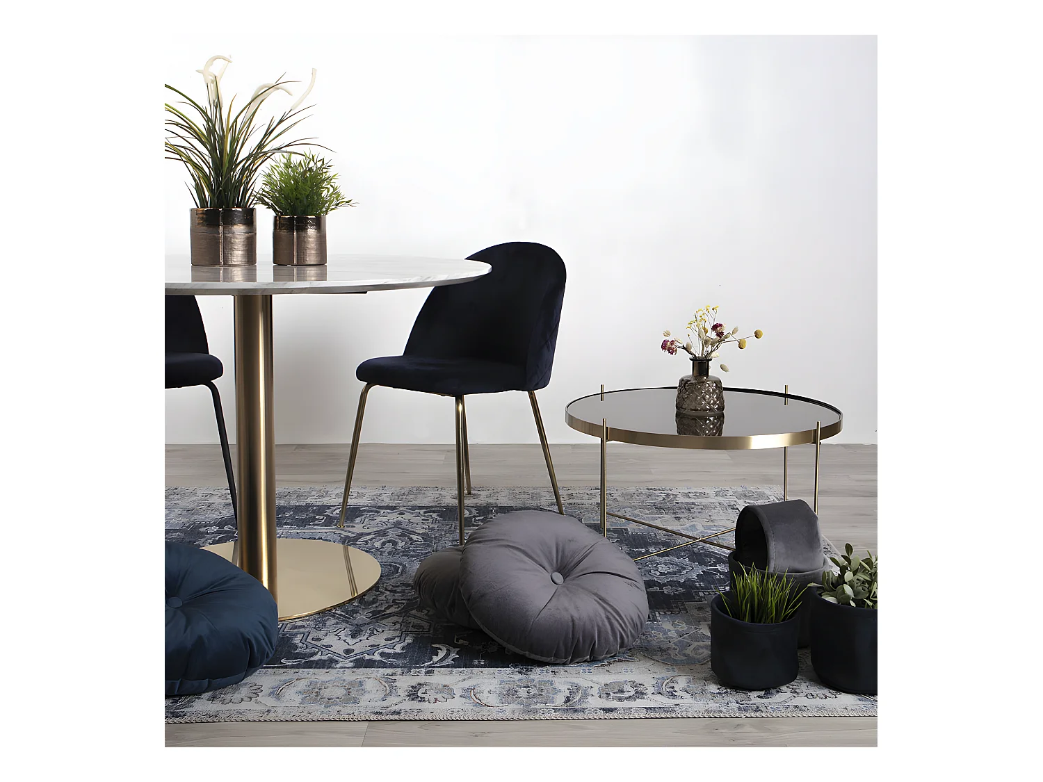 Venezia - Table basse en verre et métal ø70xh40cm - Laiton