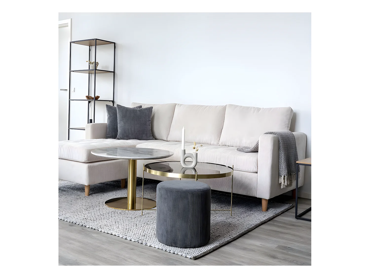 Venezia - Table basse en verre et métal ø70xh40cm - Laiton