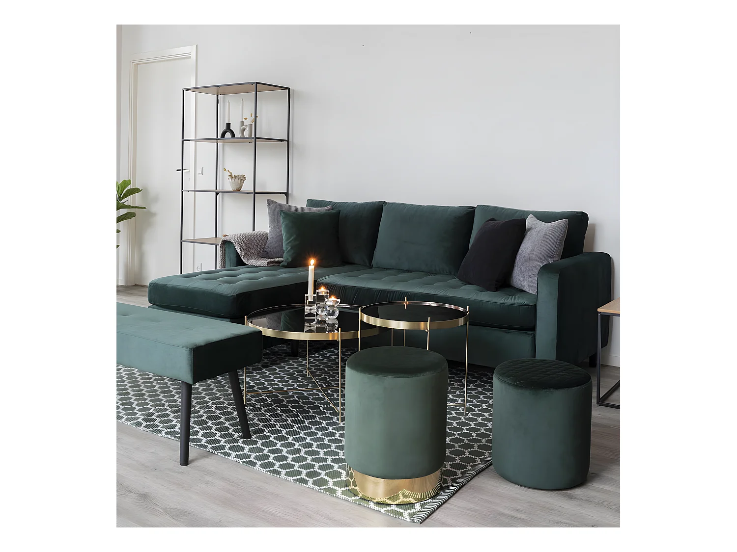 Venezia - Table basse en verre et métal ø70xh40cm - Laiton