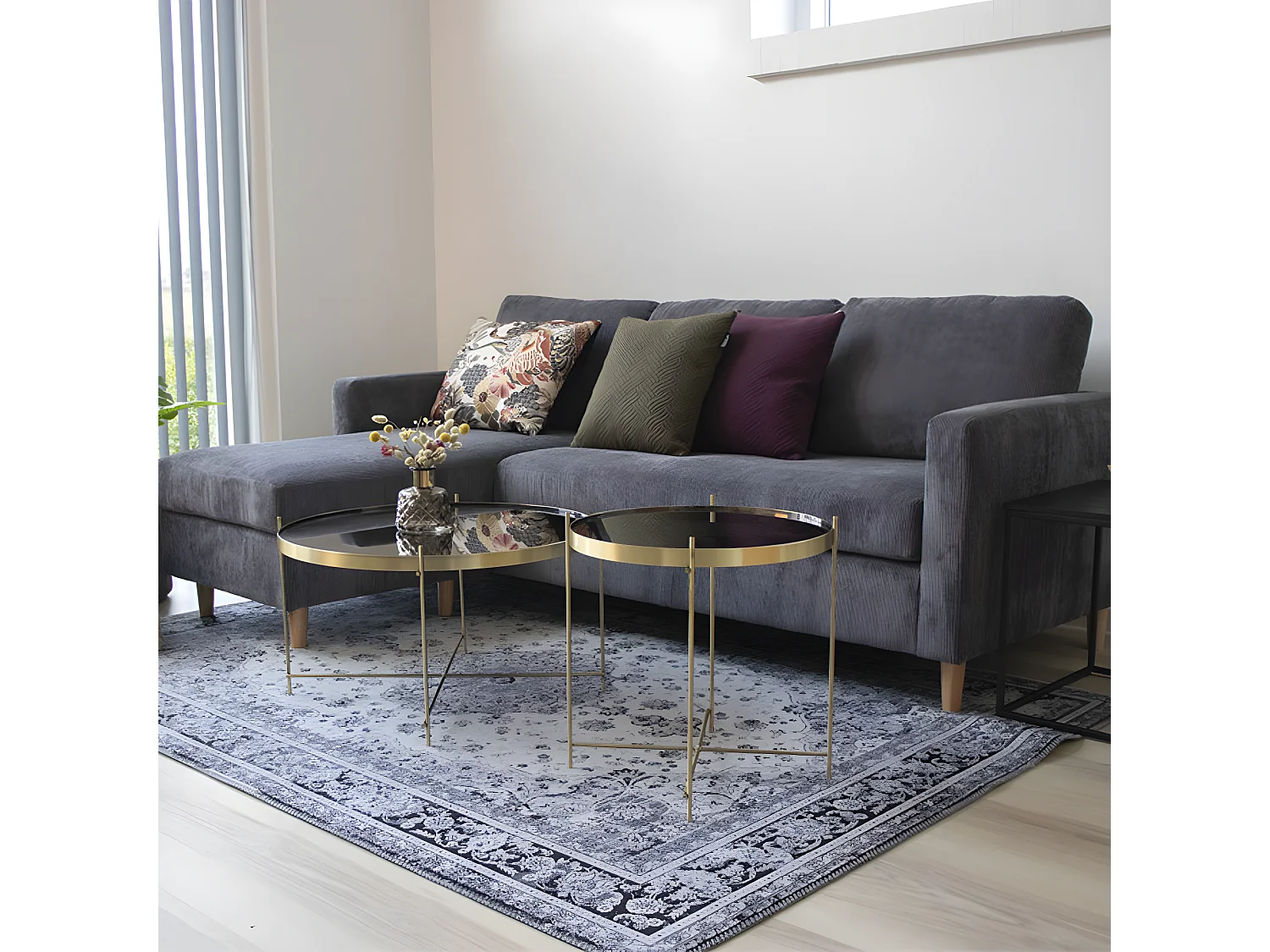 Venezia - Table basse en verre et métal ø70xh40cm - Laiton