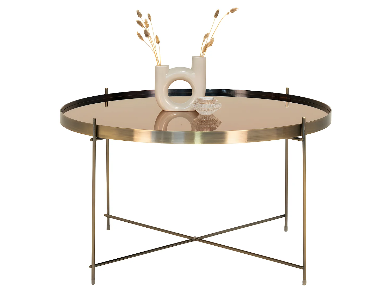 Venezia - Table basse en verre et métal ø70xh40cm - Laiton