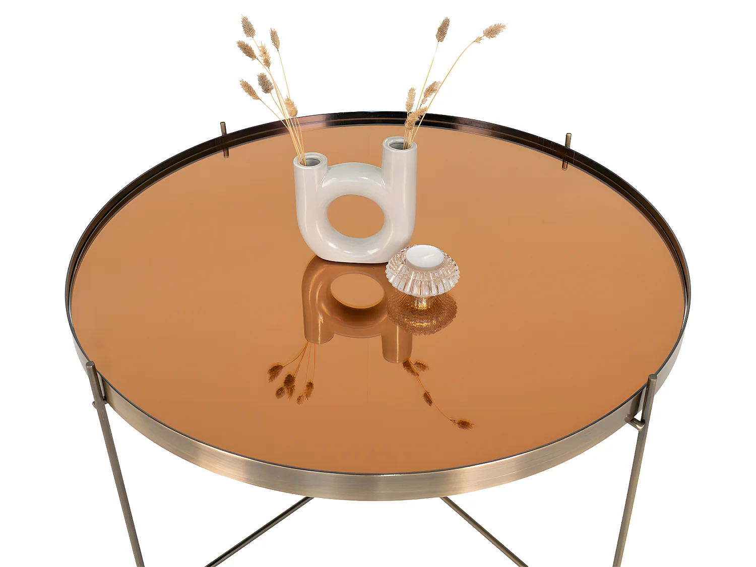 Venezia - Table basse en verre et métal ø70xh40cm - Laiton