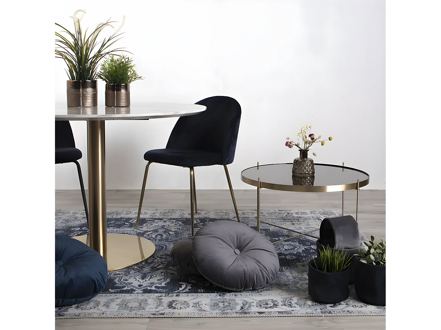 Venezia - Table basse en verre et métal ø70xh40cm - Laiton